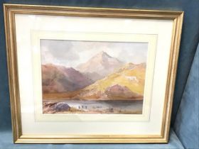 Edward Arden, watercolour, Lake District landscape, Scafell from Wastwater, signed, mounted &