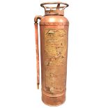 An American cylindrical copper and brass fire extinguisher by the American La France & Foamite