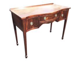 A regency style serpentine fronted mahogany side table by Charles Lowe & Sons of Loughborough with