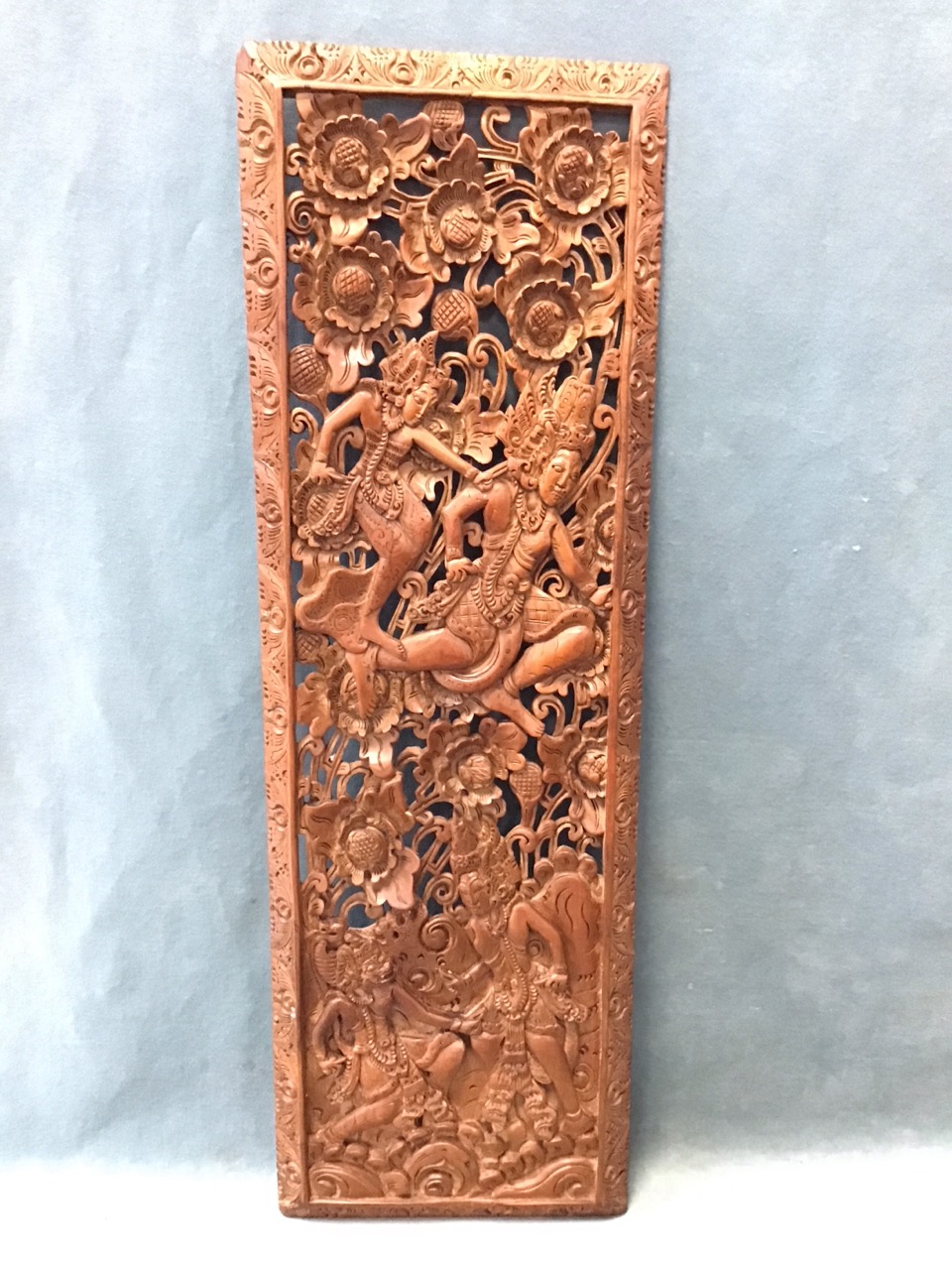 An Indian hardwood low table with circular top profusely inlaid in bone with floral motifs raised on - Image 2 of 3