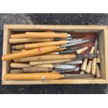 A collection of wood turning chisels, several sets, Henry Taylor, etc. (34)
