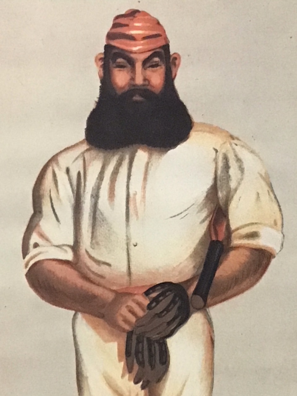 Spy, coloured print, caricature portrait of cricketer WG Grace from Vanity Fair, June 9 1877, signed - Image 2 of 3