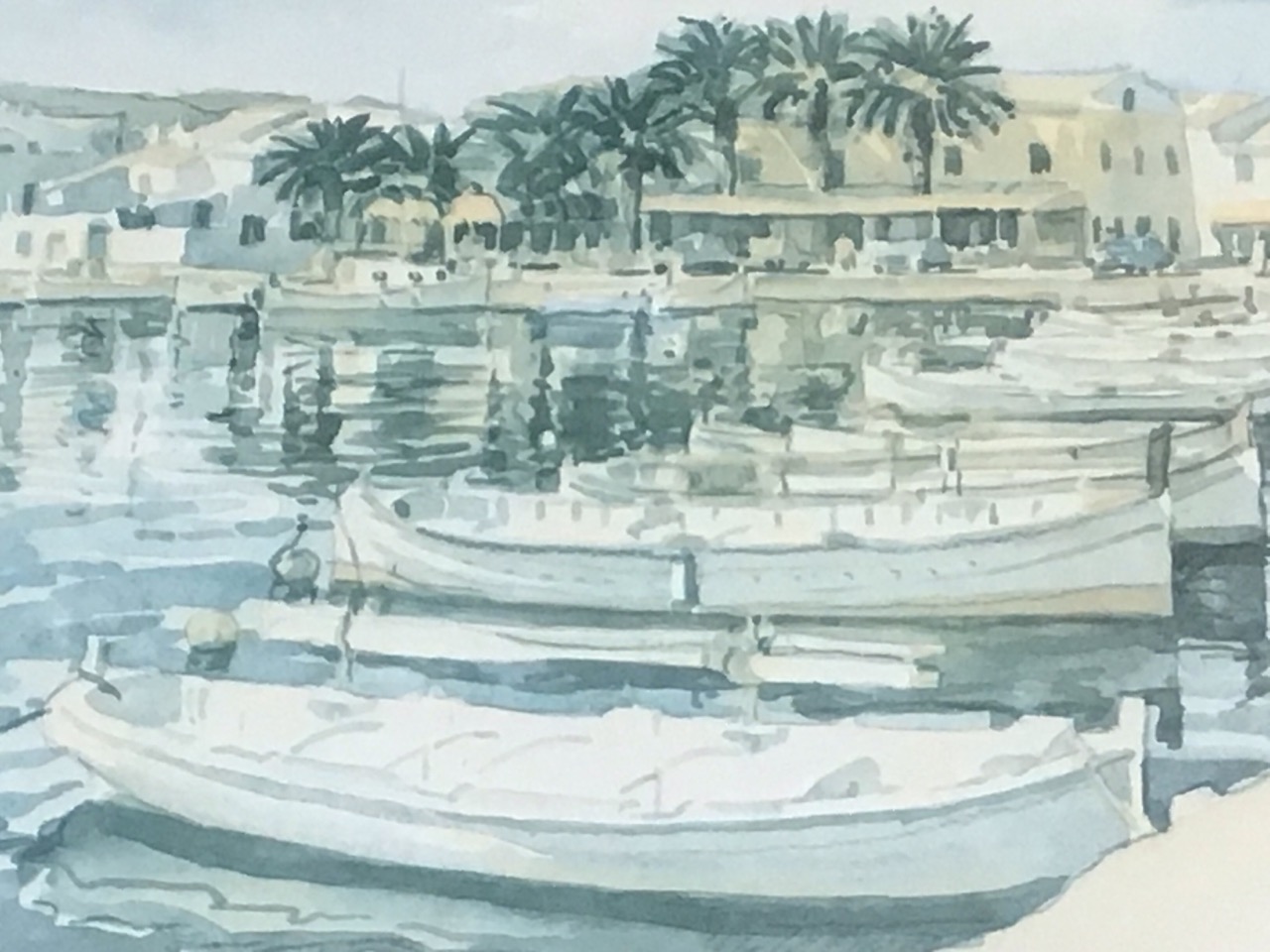 A Moll, a set of four coloured prints, Menorcan harbour scenes titled Cales Fonts, Fornells, Port - Image 2 of 3