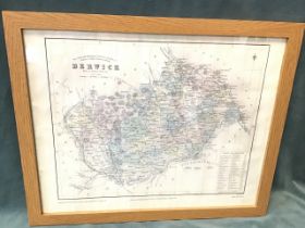 A coloured print of J Bowers 1847 map of Berwickshire, published 1999 by Caledonian Books,