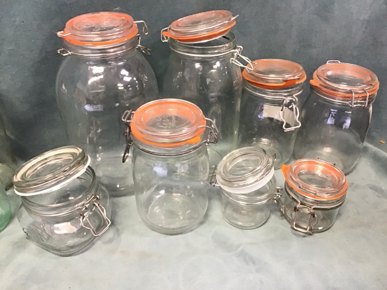 Eight Kilner style storage jars with rubber sealed covers; and eight ceramic sprung stoppered - Image 3 of 3