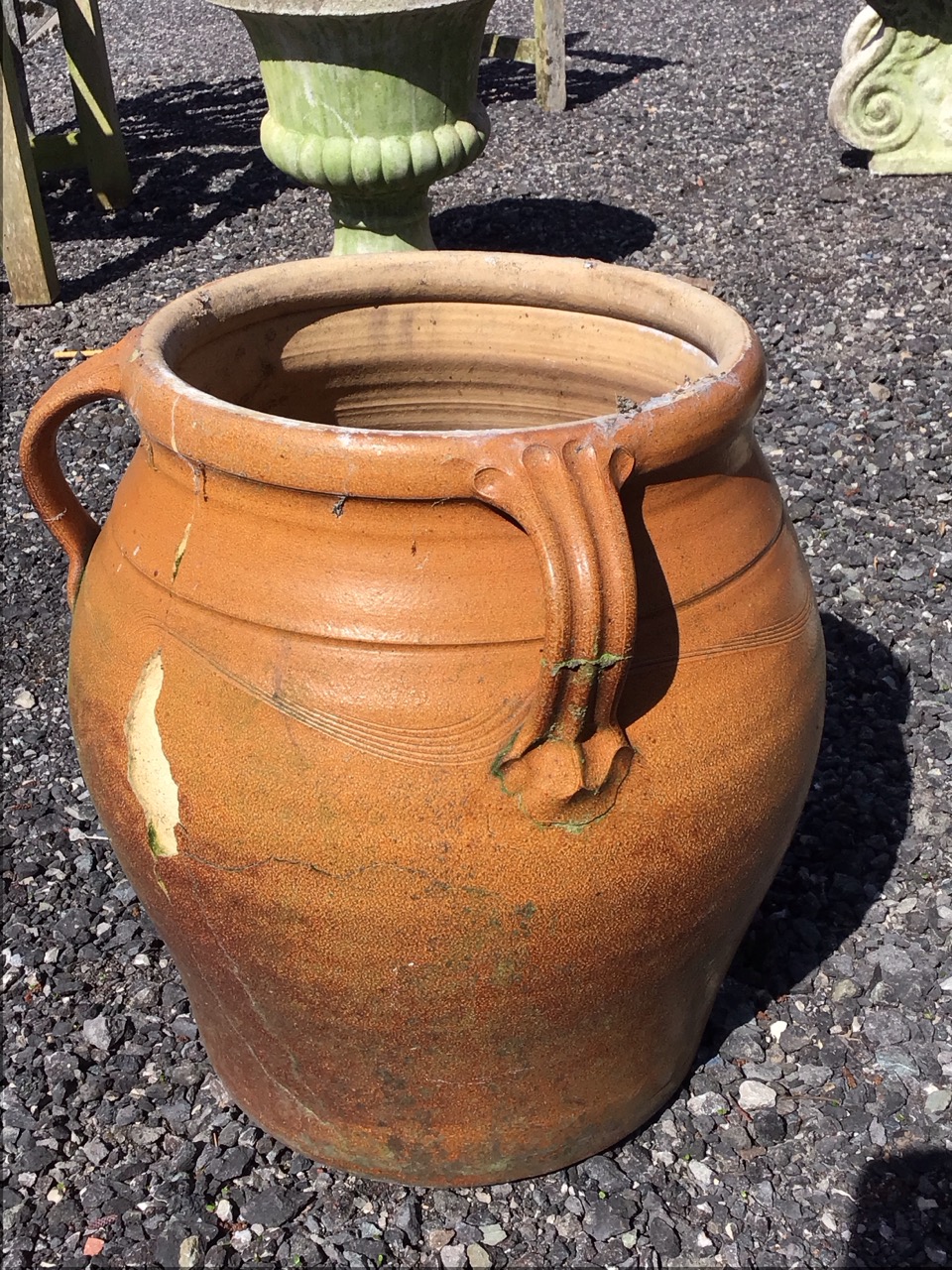 A large salt glazed stoneware Errington Reay & Co Bardon Mill bulbous pot having three applied - Image 2 of 3