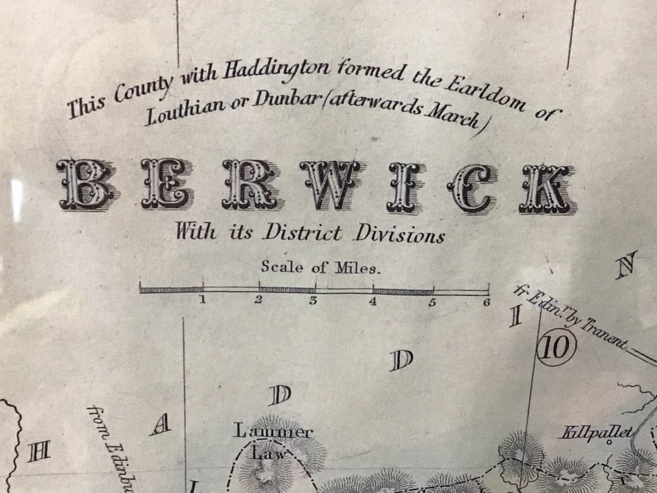 A coloured print of J Bowers 1847 map of Berwickshire, published 1999 by Caledonian Books, - Image 3 of 3