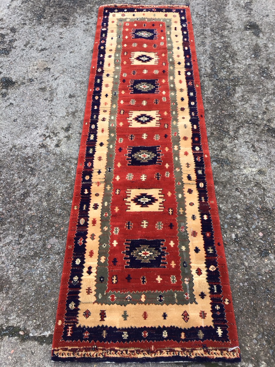 A Turkish style wool runner by Kayam with square medallions on russet ground, within multiple - Image 2 of 3