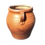 A large salt glazed stoneware Errington Reay & Co Bardon Mill bulbous pot having three applied
