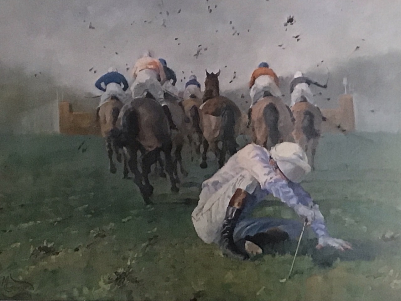 M Connard, coloured print, a fallen jockey, titled Sod It, signed, numbered, mounted & framed - 13in - Image 2 of 3