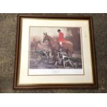 Alfred Munnings, coloured print, titled The Huntsman and Hounds, signed in the print, mounted &