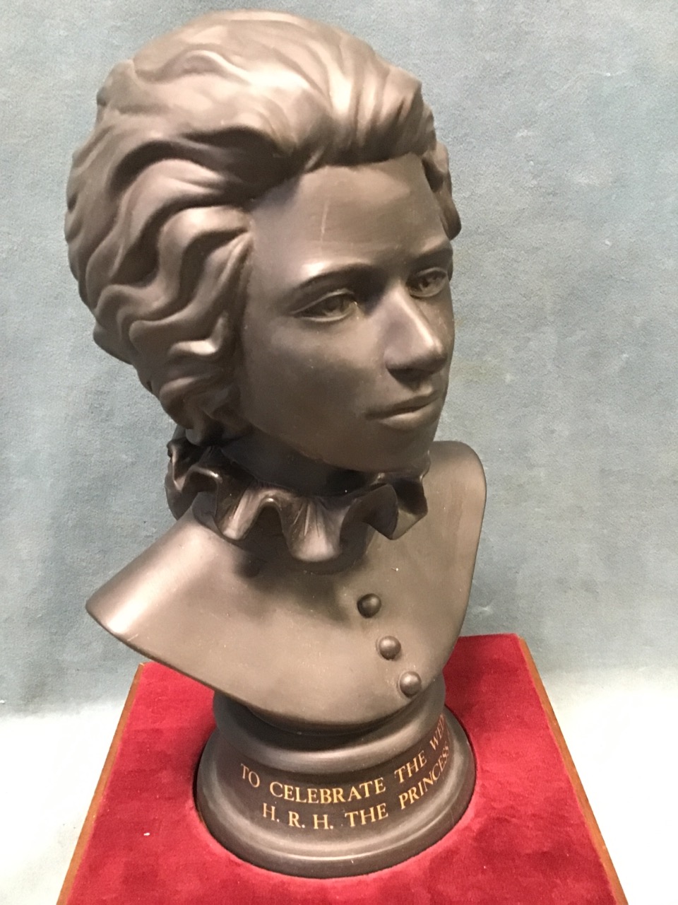 A boxed & numbered Royal Doulton bust of Princess Anne from 1973, the black basalt modelled figure - Image 3 of 3