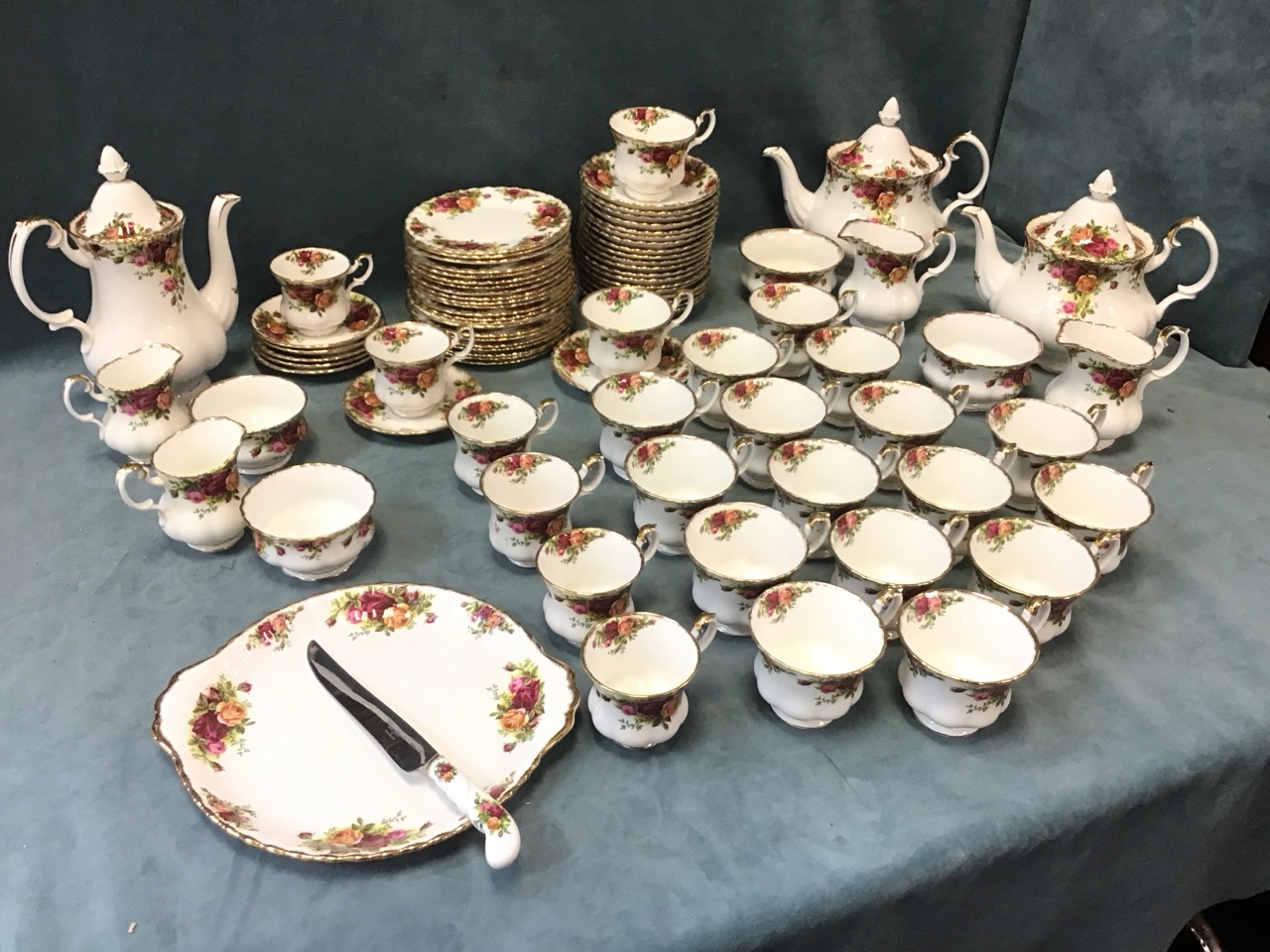 An extensive Royal Albert tea & coffee service in the Old Country Roses pattern - cups & saucers,