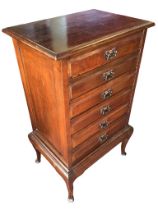 A late Victorian mahogany cabinet with moulded top above six fielded panelled drawers mounted with