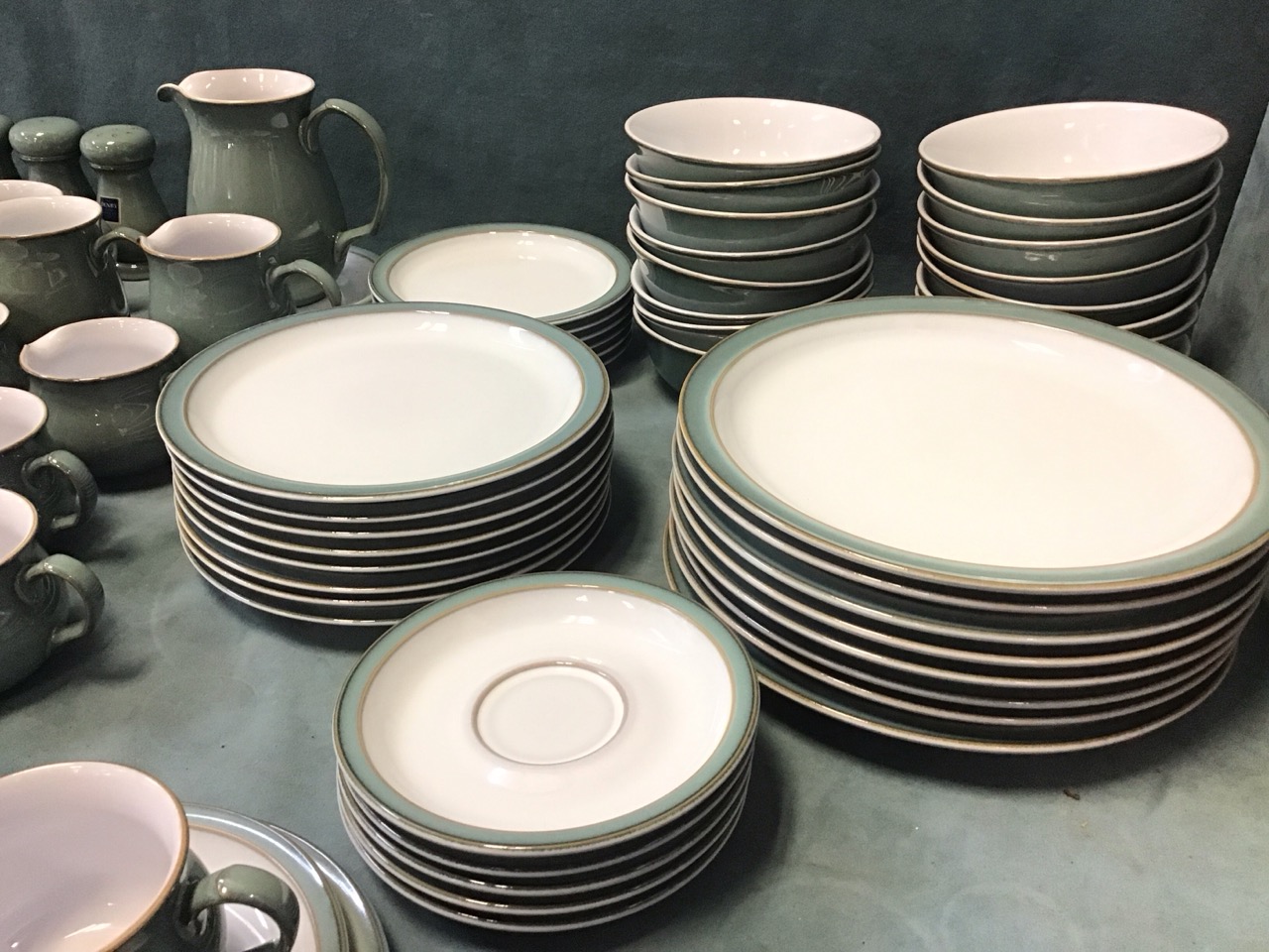 A contemporary eight-piece Denby stoneware dinner & tea service decorated with sea green glaze, - Image 3 of 3