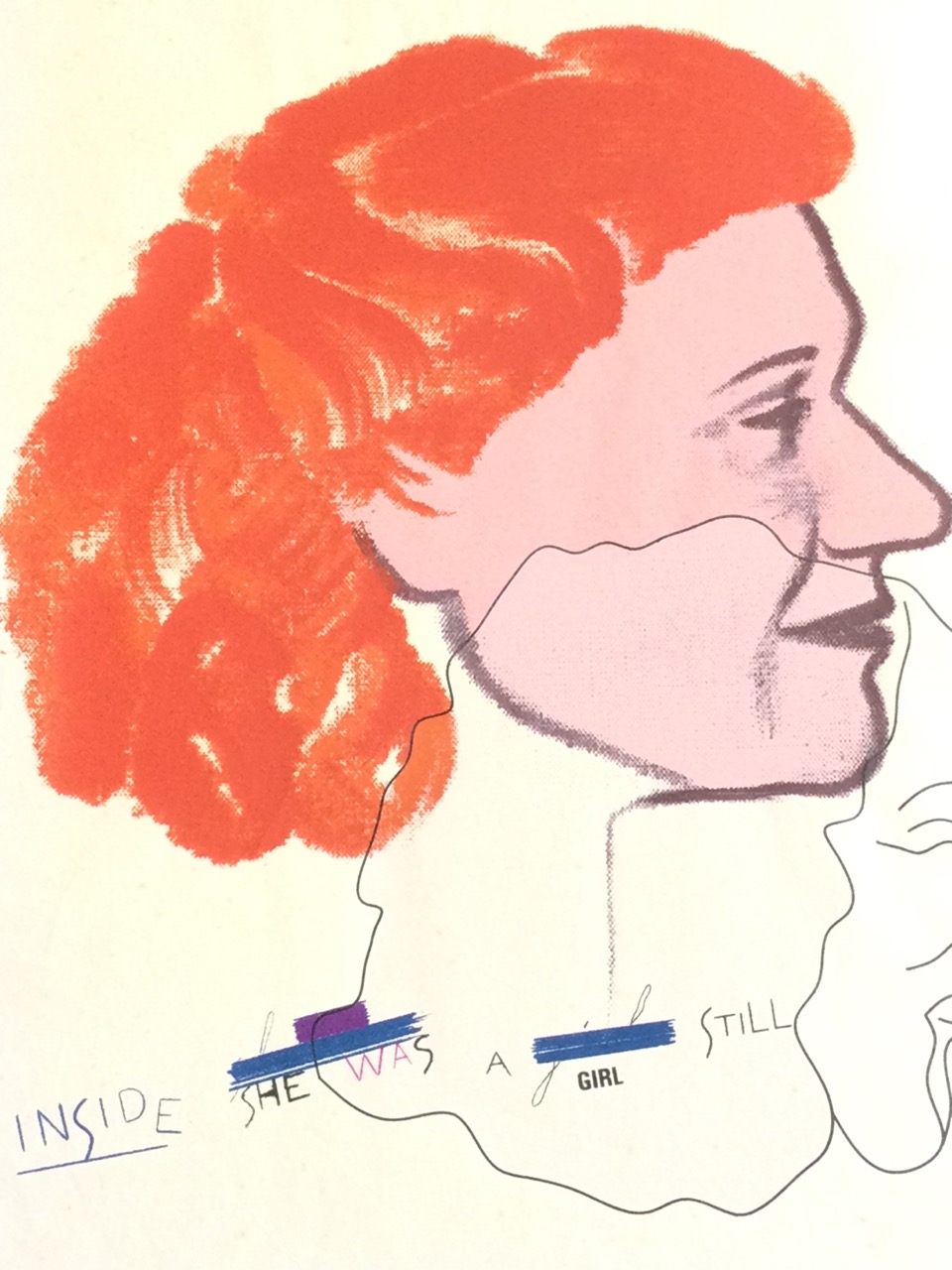 Ronald Brooks Kitaj, screenprint in colours, head in profile titled Inside She Was a Girl Still, - Image 2 of 3
