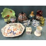 Miscellaneous ceramics - a Victorian porcelain Imari style covered vegetable tureen, a pair of