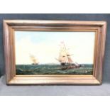 F Tordoff, oil on canvas, marine scene with nineteenth century shipping off Tynemouth, signed &