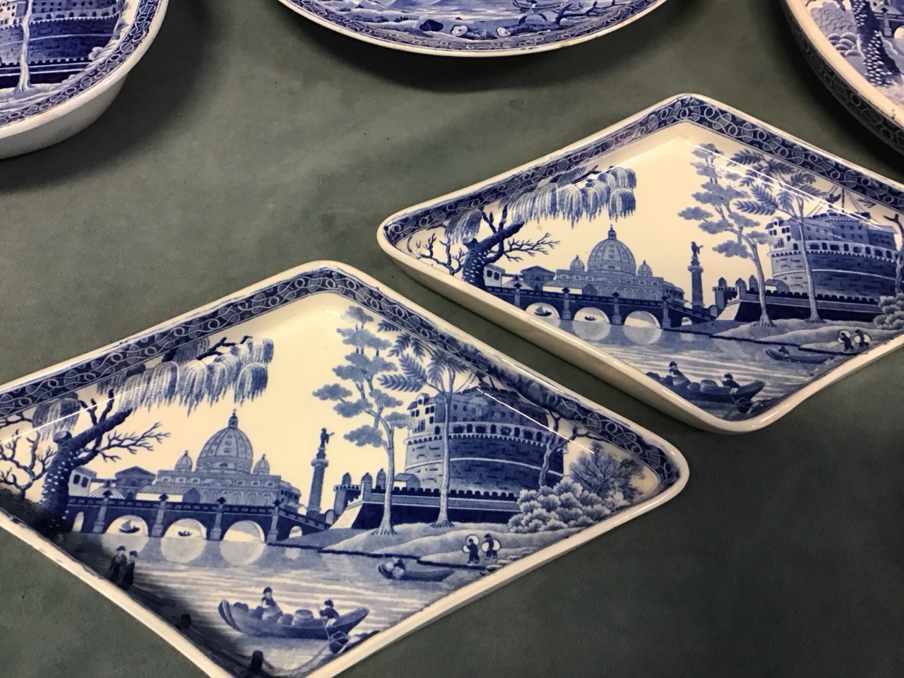 A collection of regency period Spode Blue Italian ceramics - a cheese plate, two lozenge shaped - Image 3 of 3