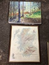 Oil in canvas, a woodland path, signed AHB, unframed - 24in x 18in; and Nigel Houldsworth,