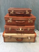 Four miscellaneous C20th suitcases. (4)