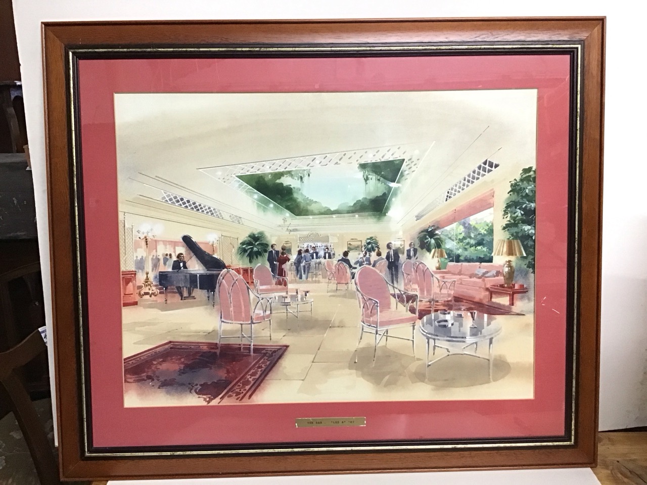 Richard Burnett, watercolour & gouache, perspective design for a hotel bar, titled The Bar “Les A” - Image 3 of 3