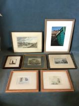 Miscellaneous framed pictures - Victorian engravings of Newcastle, the Weigh-House Chapel, The Tyne,