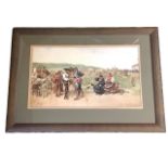 Joaquin Araujo Y Ruano, C19th watercolour, a scene of Spanish muleteers, women and a child in