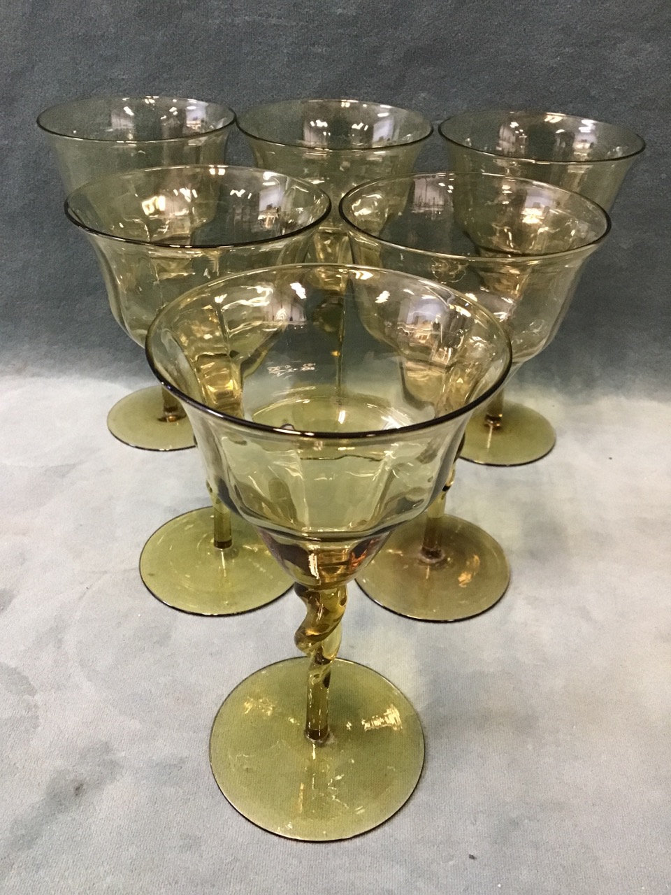 A set of six Victorian wine glasses by James Powell & Sons Whitefriars, design c.1860 attributed - Image 2 of 3