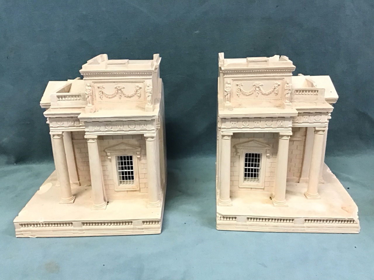 A pair of classical architectural model buildings made for The Irish Georgian Society, the