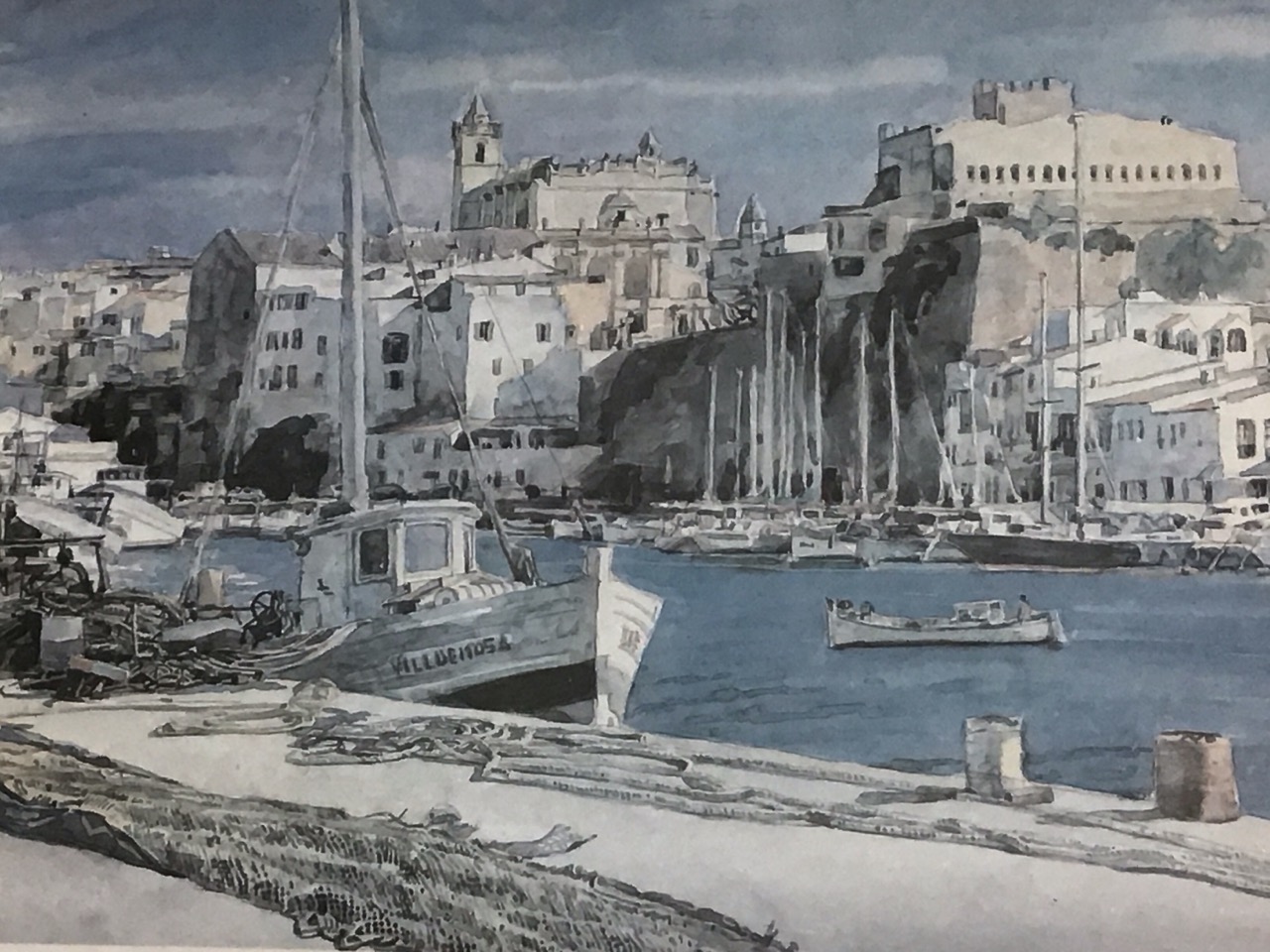 A Moll, a set of four coloured prints, Menorcan harbour scenes titled Cales Fonts, Fornells, Port - Image 3 of 3