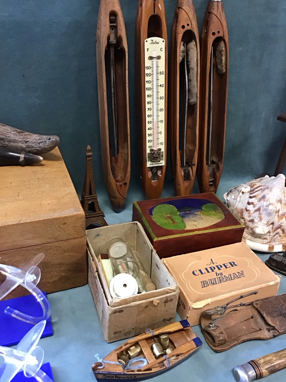 Miscellaneous collectors items - wood acrobat toy, a Victorian mahogany box, a seashell, perspex - Image 2 of 3