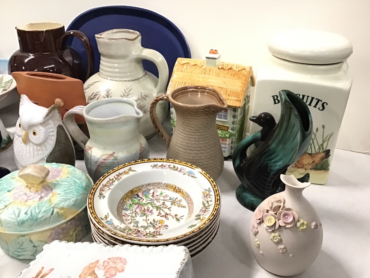 Miscellaneous ceramics - a West German stoneware jug, a pair of Maling bowls, motto ware, a chalice, - Image 2 of 3