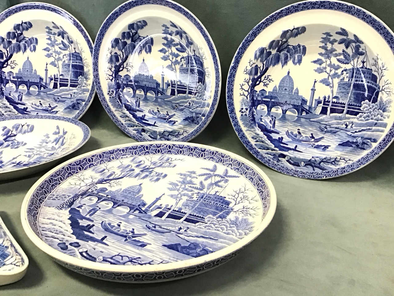 A collection of regency period Spode Blue Italian ceramics - a cheese plate, two lozenge shaped - Image 2 of 3