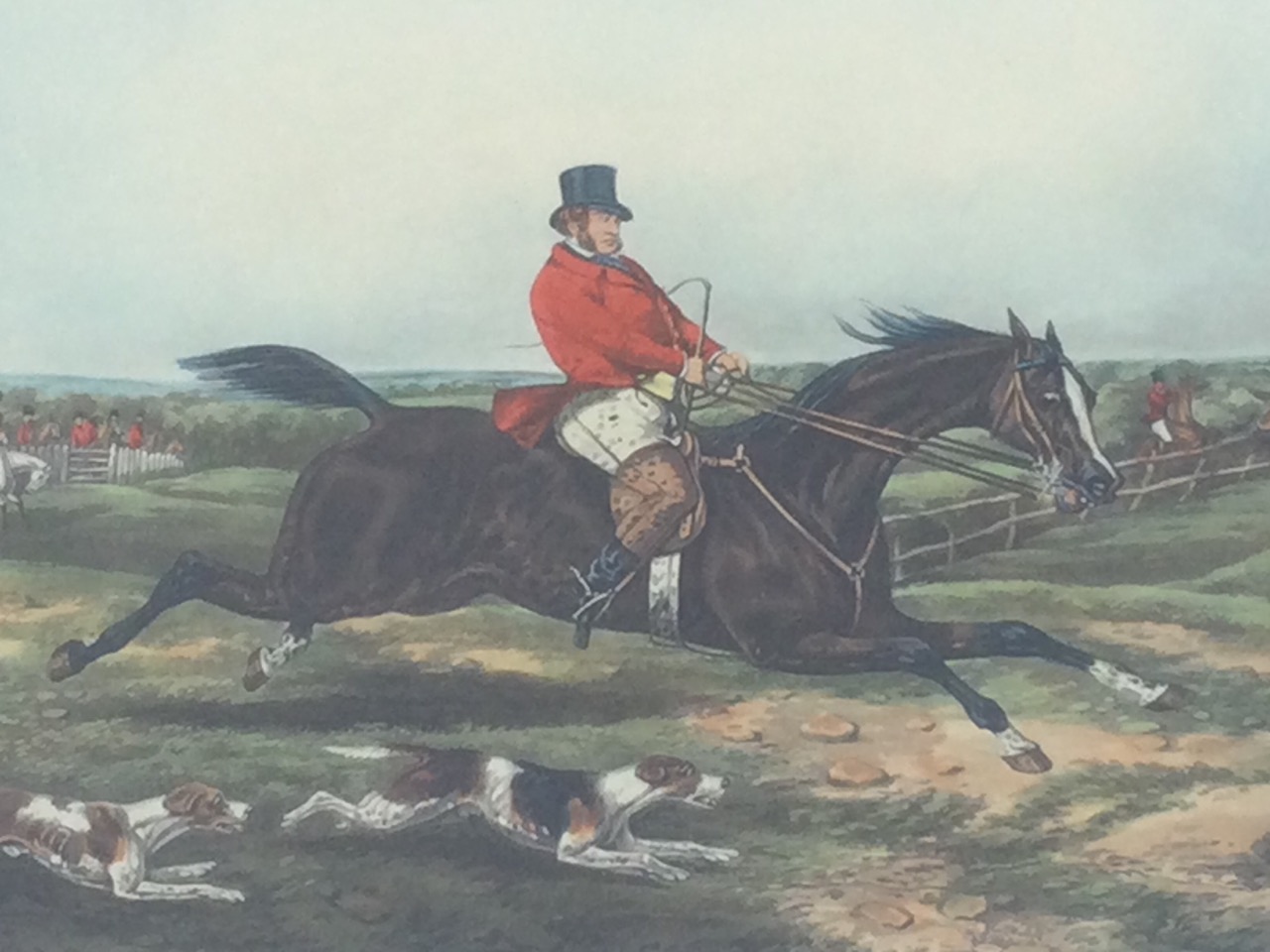 Henry Alken, coloured mezzotint, a large gentleman on a bolting horse, engraved by J Harris,