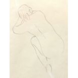 Arnold Daghani, pen & ink, crouching female nude, from the Lilith series, bearing artists title
