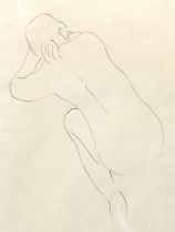 Arnold Daghani, pen & ink, crouching female nude, from the Lilith series, bearing artists title