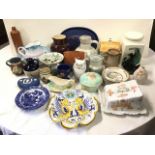 Miscellaneous ceramics - a West German stoneware jug, a pair of Maling bowls, motto ware, a chalice,