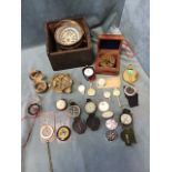 Miscellaneous navigational instruments - orienteering & sighting compasses, an antique oak boxed