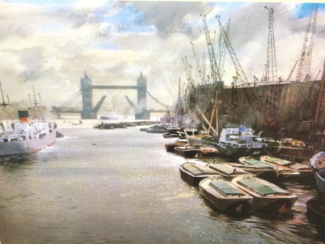 A set of four coloured prints of London bridges - the Pool of London after Gordon Ellis, London - Image 2 of 3