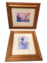 Tony Hudson, two lithographic colour prints, African scenes signed and titled on mount - The Meeting