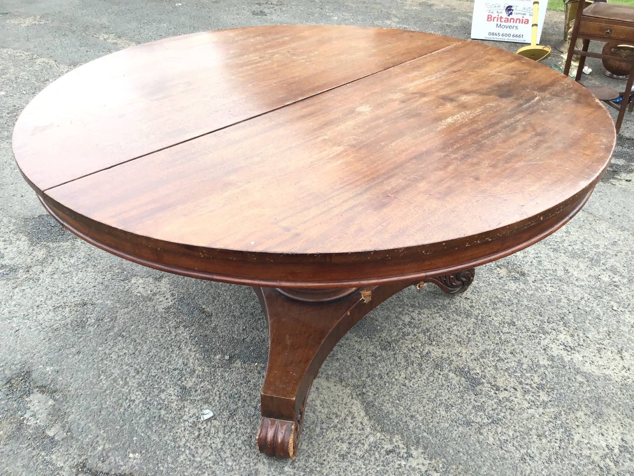 A William IV mahogany breakfast table, the circular top above a cockbeaded apron, tilting on a - Image 3 of 3
