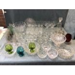 Miscellaneous drinking glasses including wine, sherry, tumblers, brandy balloons, highballs, beer,