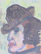 Arnold Daghani, watercolour & pastel, self portrait as a clown, titled Entertainers Mask, signed &