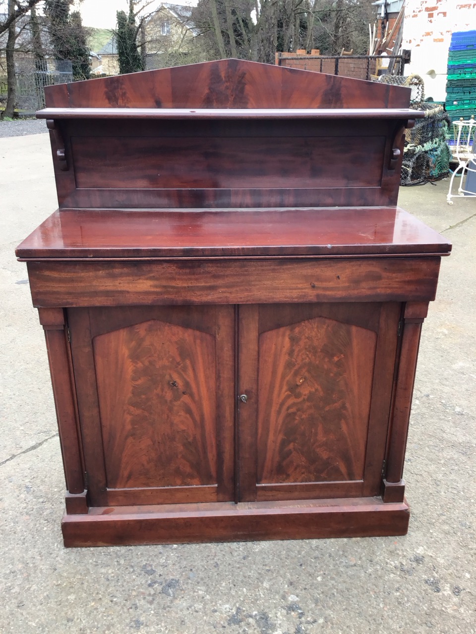 A William IV mahogany chiffonier, the pedimented back with shelf and rectangular top above a - Image 2 of 3