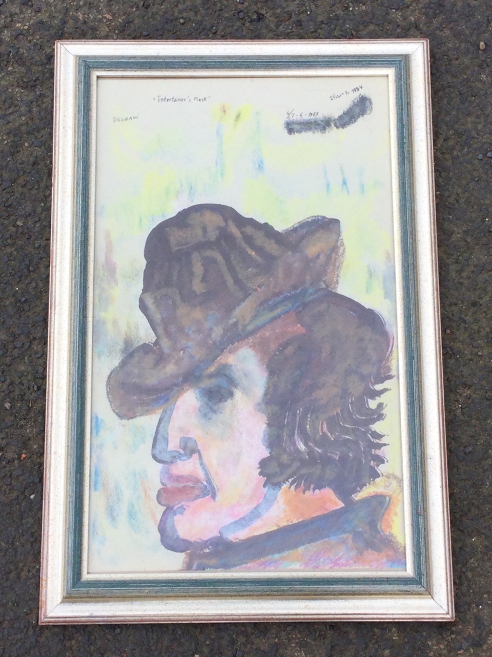 Arnold Daghani, watercolour & pastel, self portrait as a clown, titled Entertainers Mask, signed & - Image 2 of 3