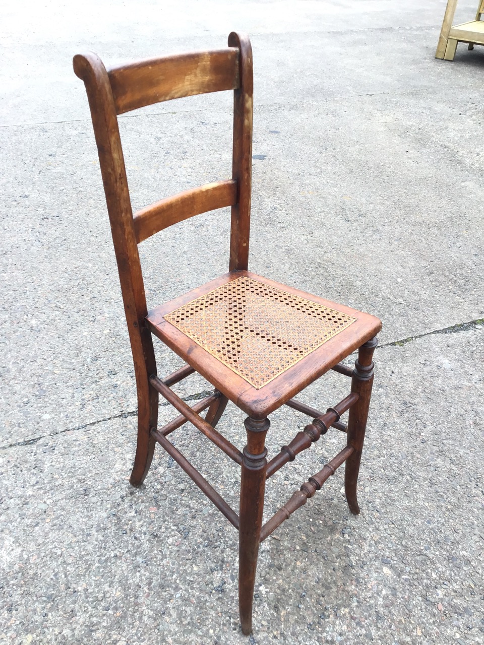 A Victorian beech childs high chair with rectangular back and plain rails above a caned seat - Image 3 of 3