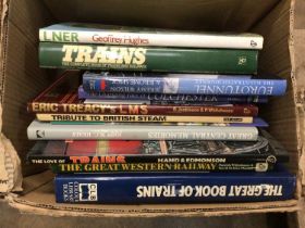 Three boxes of railway books