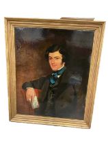 19th century English school, oil on canvas portrait of Mr C Upson, 70 x 56cm, framed