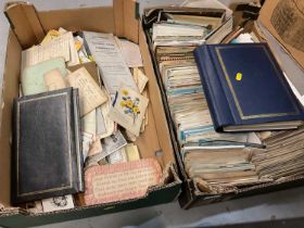 Two boxes of mixed ephemera to include loose postcards, correspondence cards and other items.